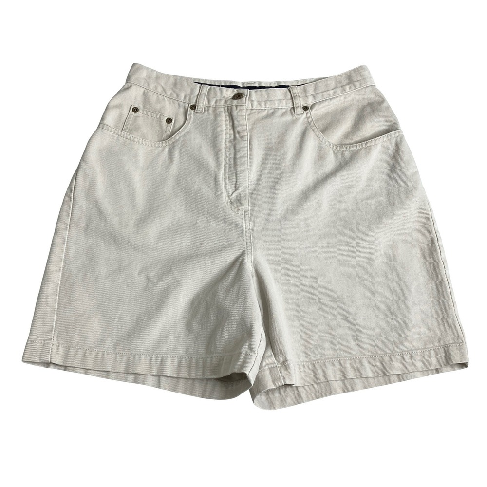 Christopher & Banks Shorts Womens 8 Off White High Rise Cinch Back Cotton Casual